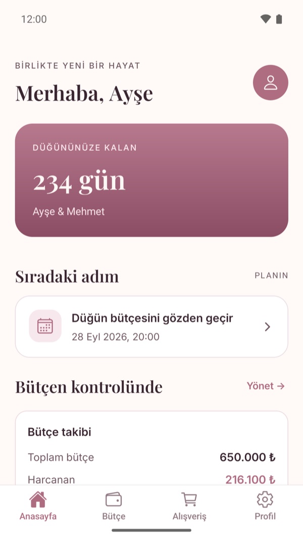 Evlilik Durağım ana sayfa ekranı